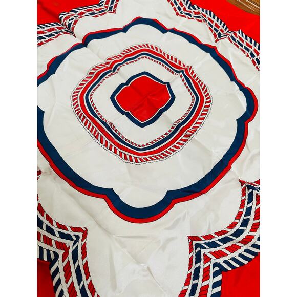 Vintage Paoli Red White Blue Geometric Abstract Rope Design 1960/70s Scarf - Picture 7 of 8